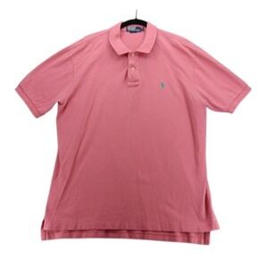 Pink Polo Ralph Lauren Green Pony‎ Size XL Cotton Short Sleeve Shirt Flaws Read